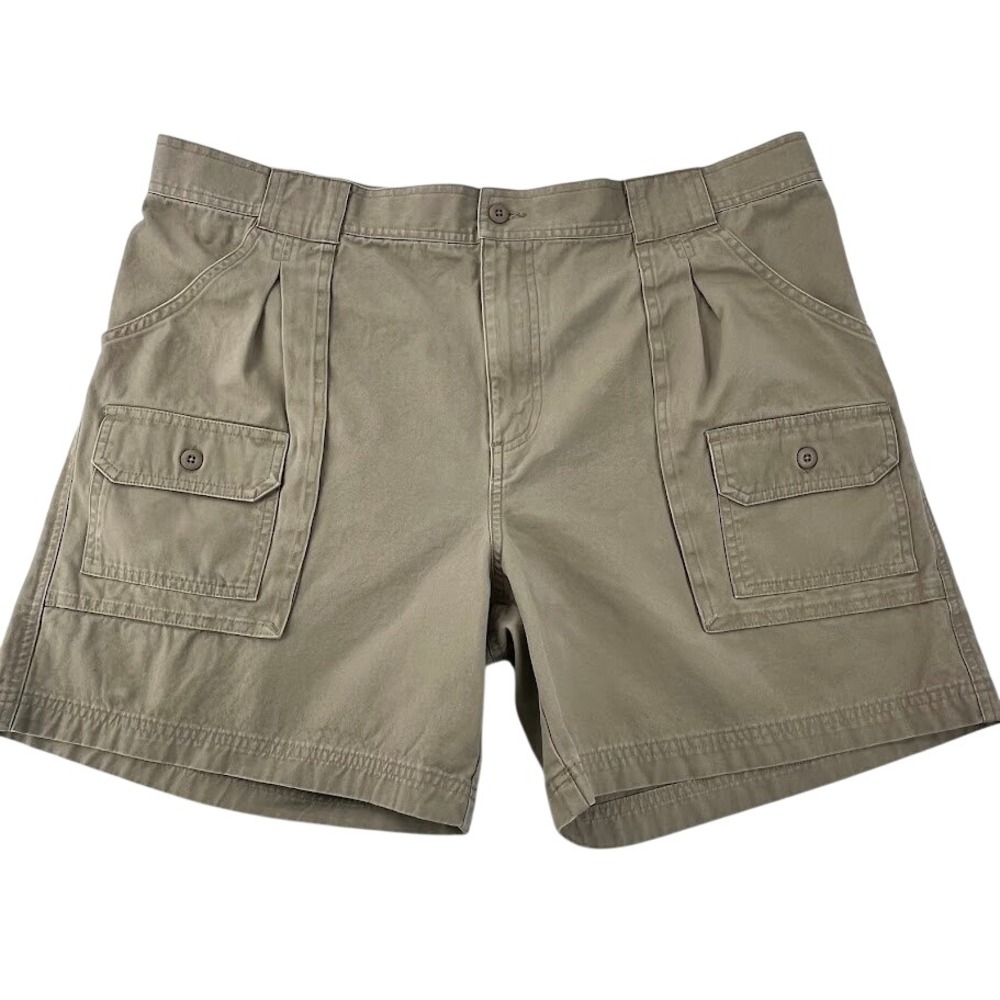 Cabela's Cargo Shorts Mens 40 Khaki Excellent Pleated‎ Cotton Canvas Outdoor